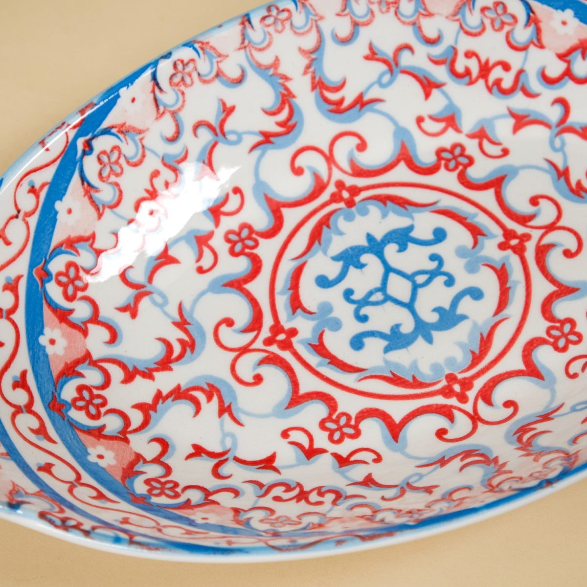 Mandala Long Dish Red And Blue Set Of 2 Nestasia