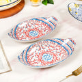 Mandala Long Dish Red And Blue Set Of 2 Nestasia