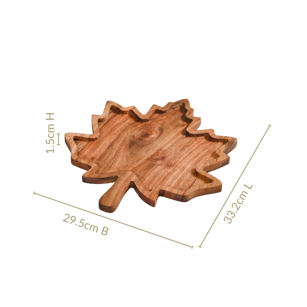 Acacia Wood Maple Leaf Serving Platter Nestasia