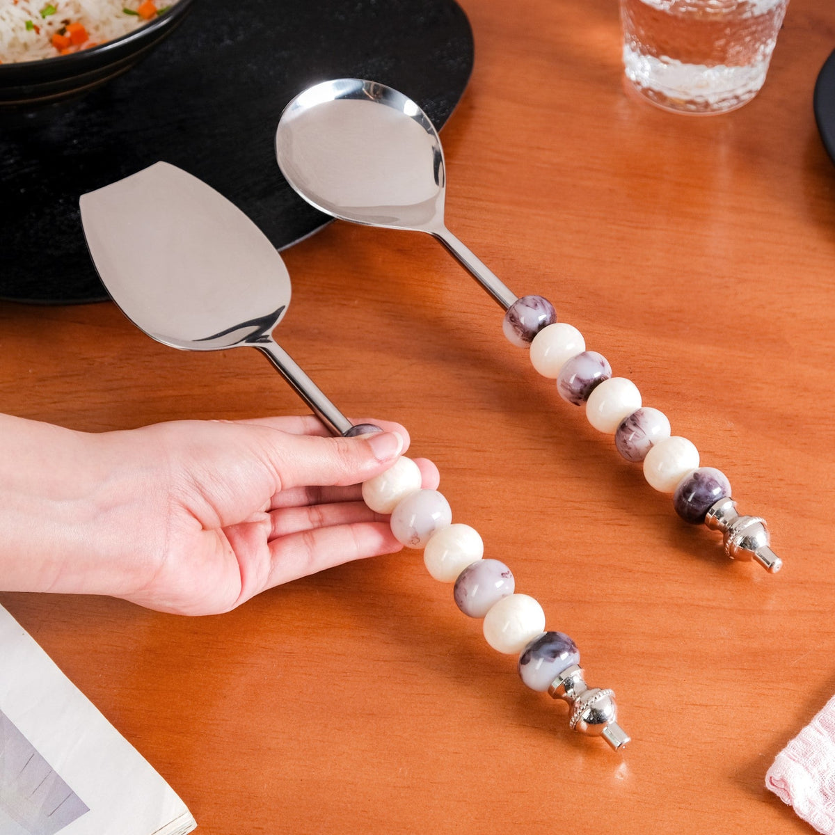 Luxury Accent Serving Spoon Set Of 2 Nestasia