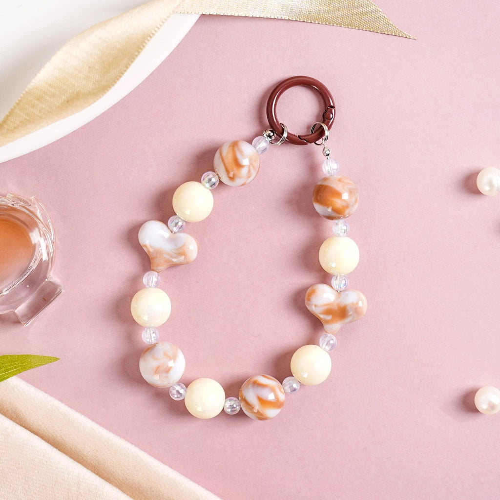 Brown Marble Pattern Love Loop Keychain Nestasia