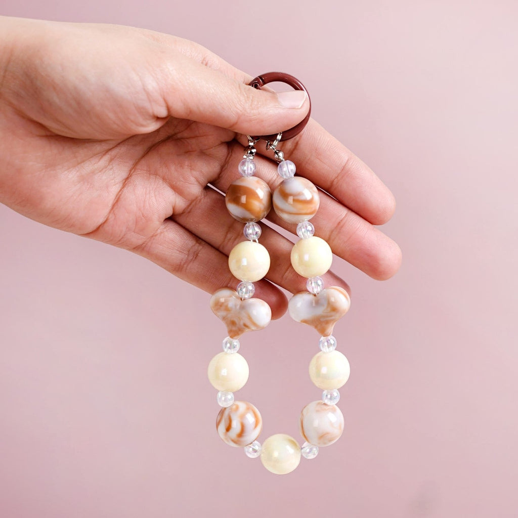 Brown Marble Pattern Love Loop Keychain Nestasia