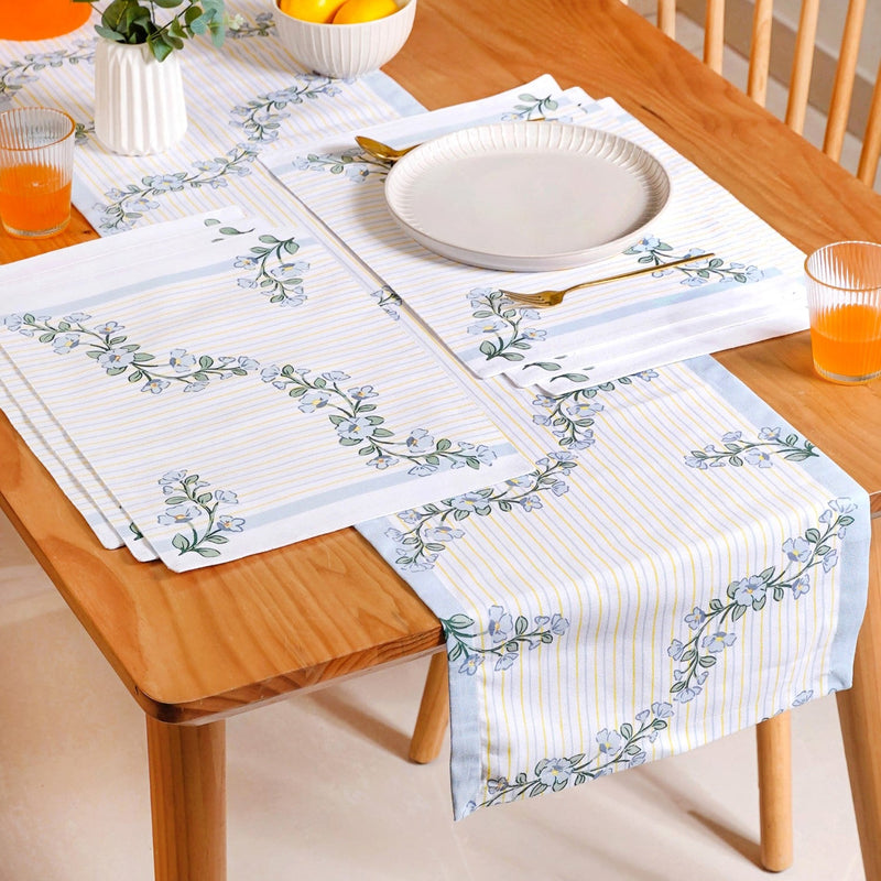 Azzurro Minimal Linen Set with Table Mats and Runner Nestasia