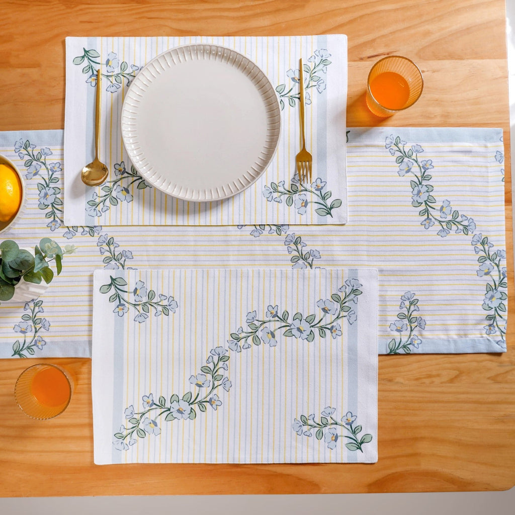 Azzurro Minimal Linen Set with Table Mats and Runner Nestasia