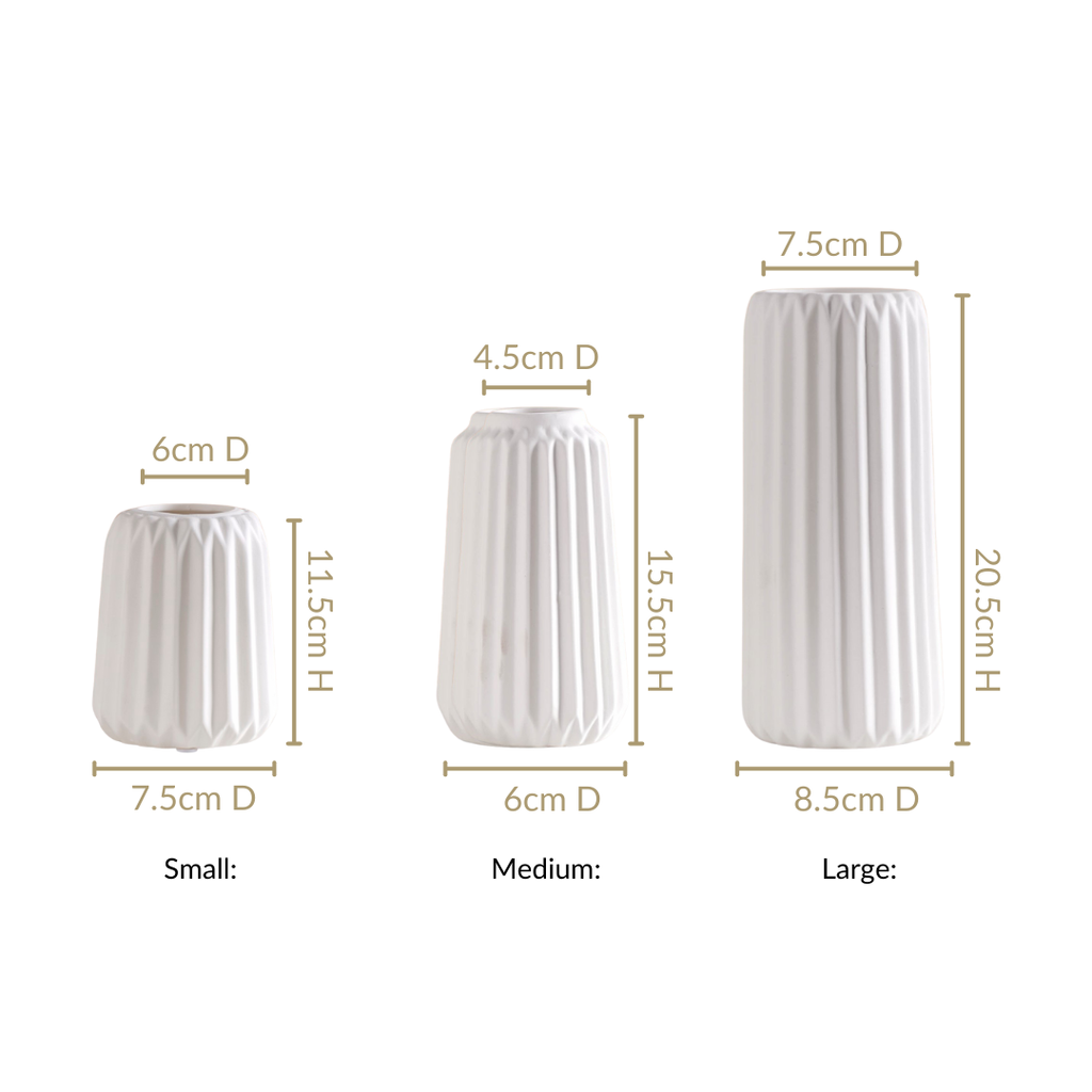 Minimalist Matte White Flower Vase Set Of 3 Nestasia
