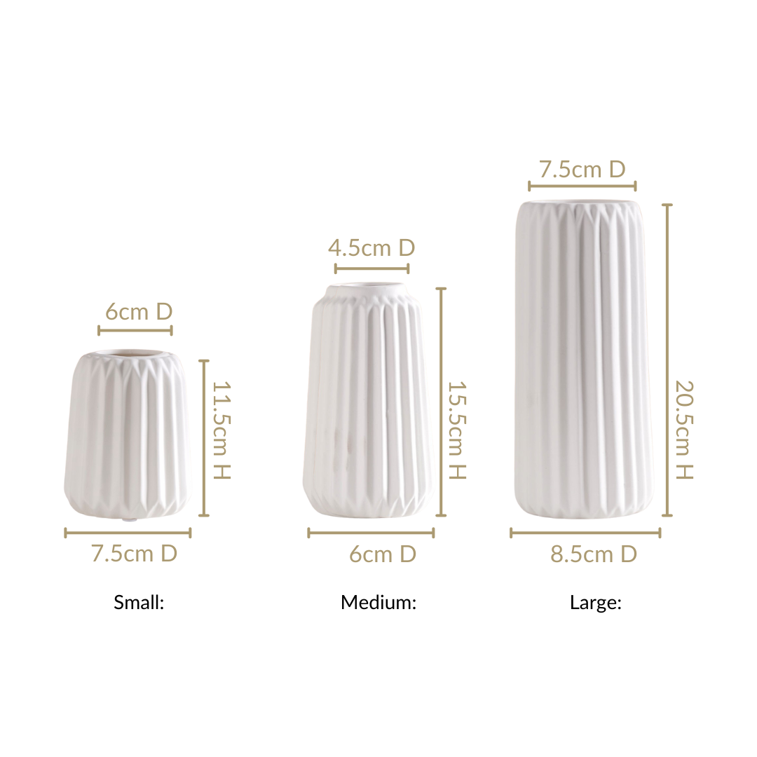 Minimalist Matte White Flower Vase Set Of 3 Nestasia