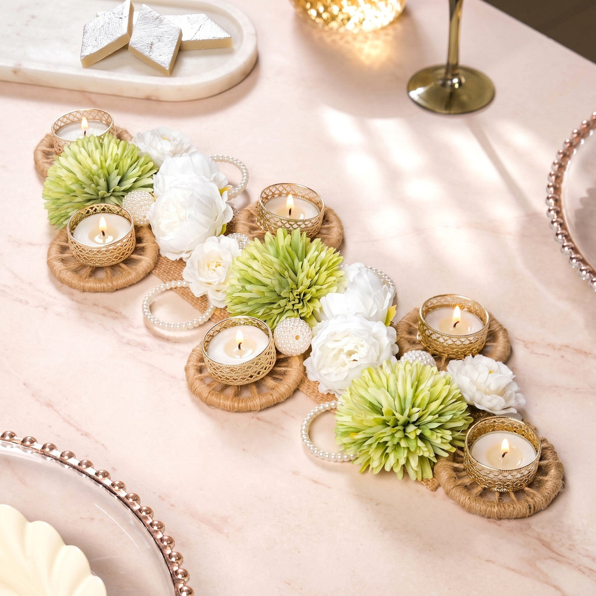 Meadow Glow Tealight Holder Runner Nestasia