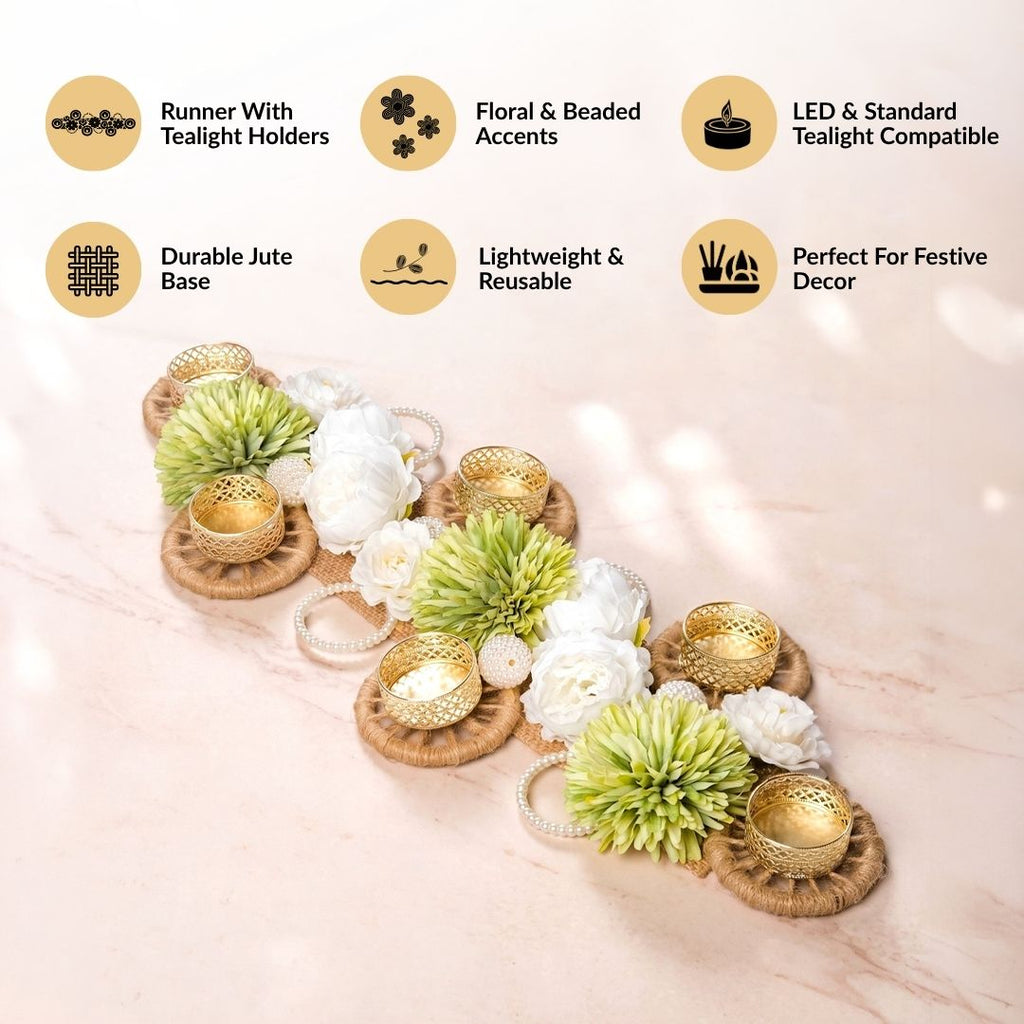Meadow Glow Tealight Holder Runner Nestasia