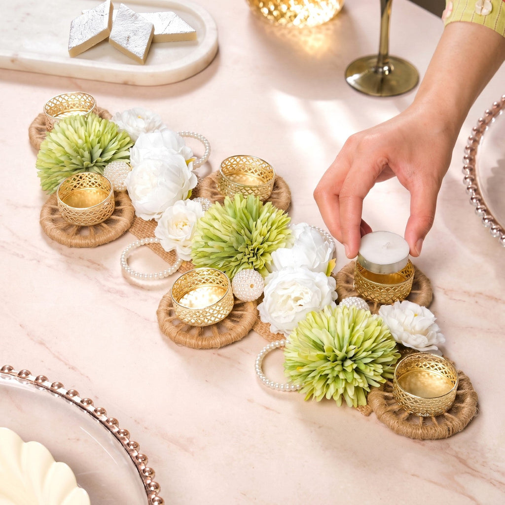 Meadow Glow Tealight Holder Runner Nestasia