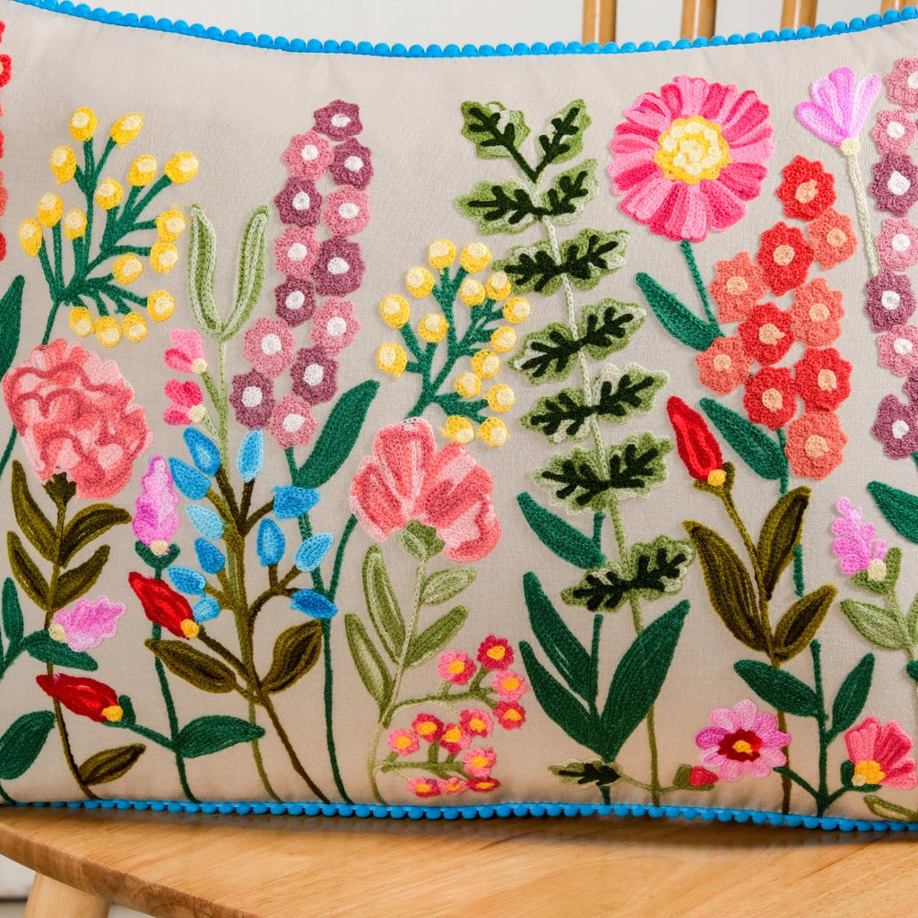 Meadow Embroidered Cushion Cover 50x35cm Nestasia