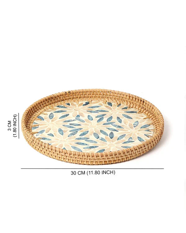 Rattan Tea Tray and Serving Tray Set for Table Use