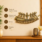 Brass Tribal Folk Dancers On Shehnai With Bell Wall Hanging (8 Inch) Vedansh Craft