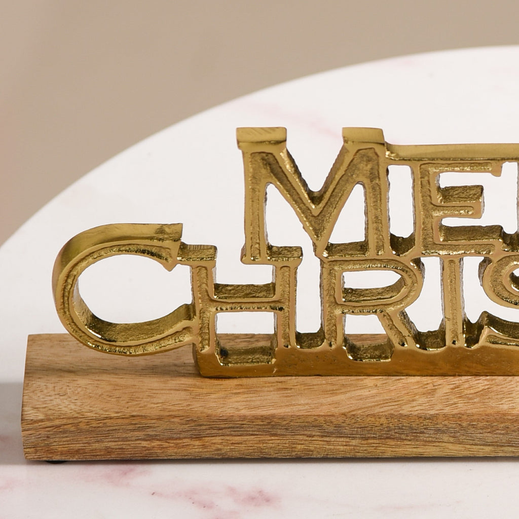 Engraved Merry Christmas Decor Showpiece Gold Nestasia