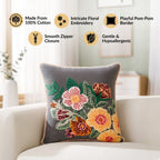 Midnight Garden Embroidered Cotton Cushion Cover 40x40cm Nestasia