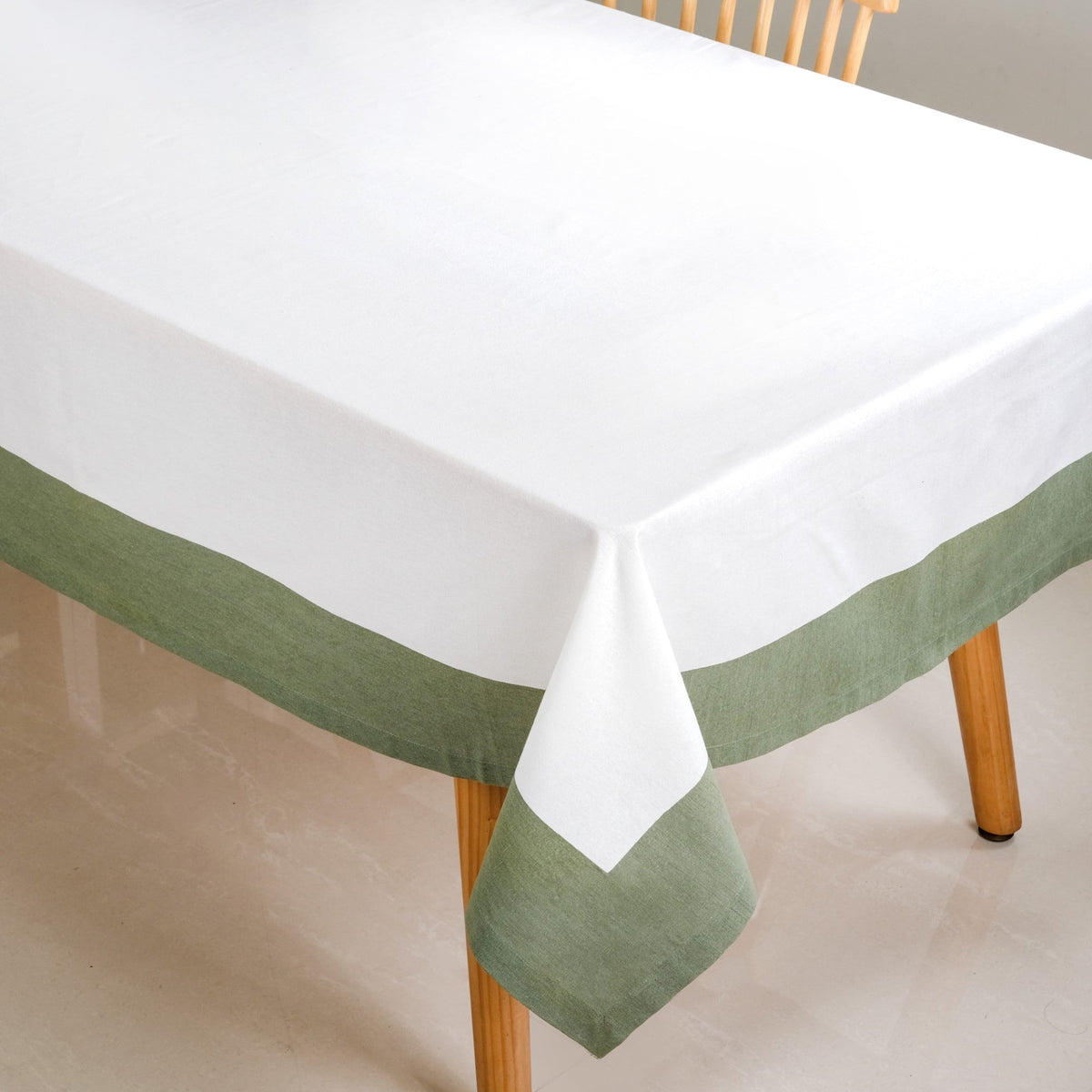Midori Cotton Tablecloth For 6 Seater In Sage Green 200x150cm Nestasia