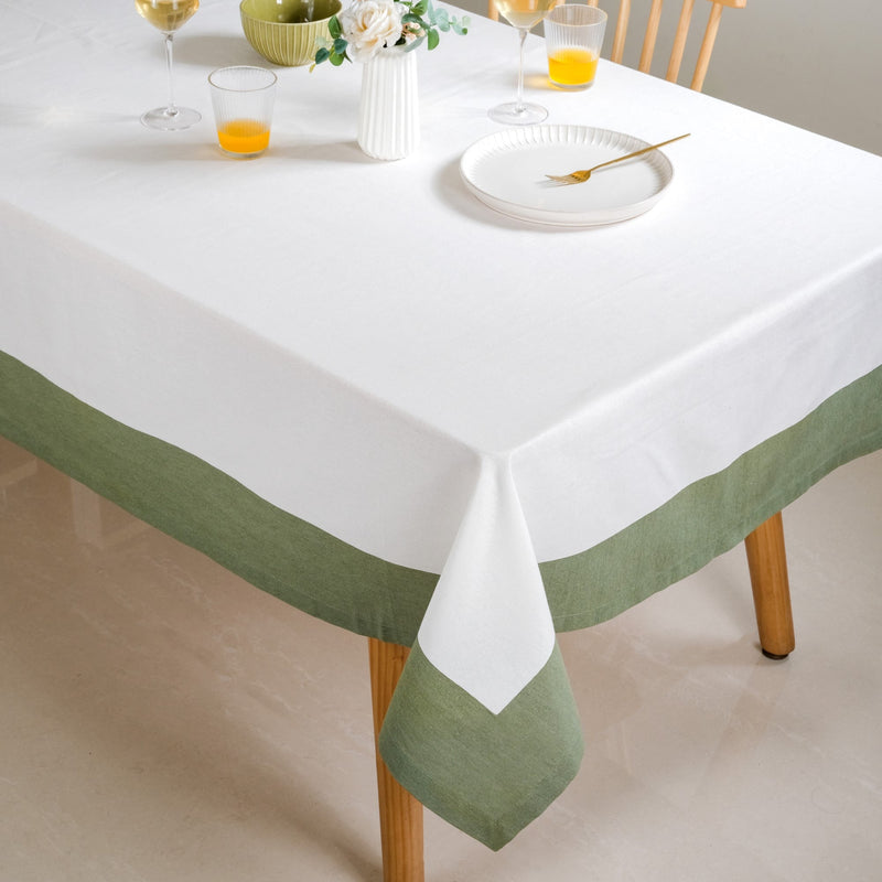 Midori Cotton Tablecloth For 6 Seater In Sage Green 200x150cm Nestasia
