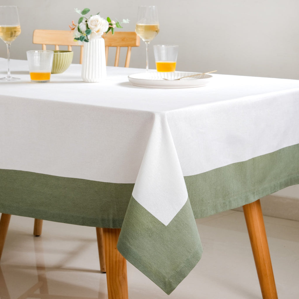 Midori Cotton Tablecloth For 6 Seater In Sage Green 200x150cm Nestasia