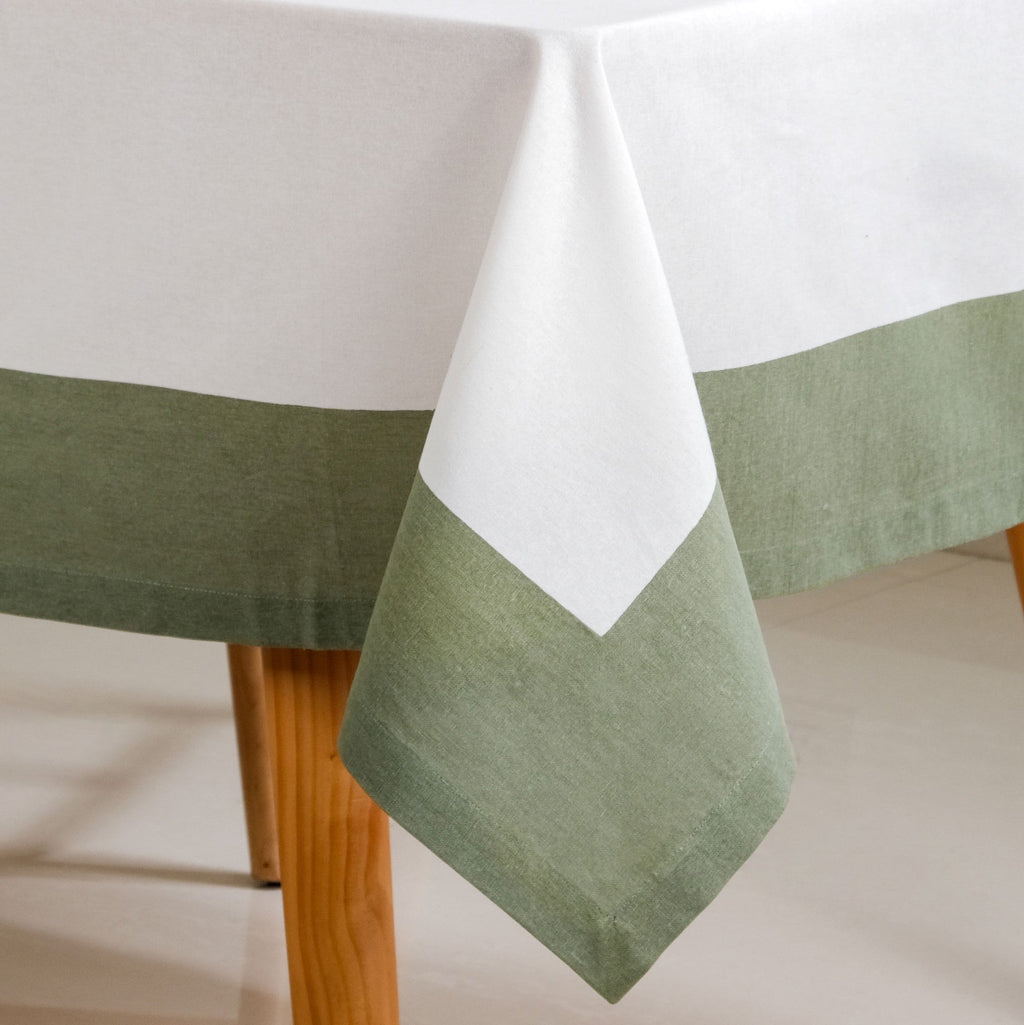 Midori Cotton Tablecloth For 6 Seater In Sage Green 200x150cm Nestasia