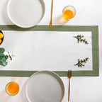 Midori Pure Cotton Table Runner In Sage Green 180x36cm Nestasia