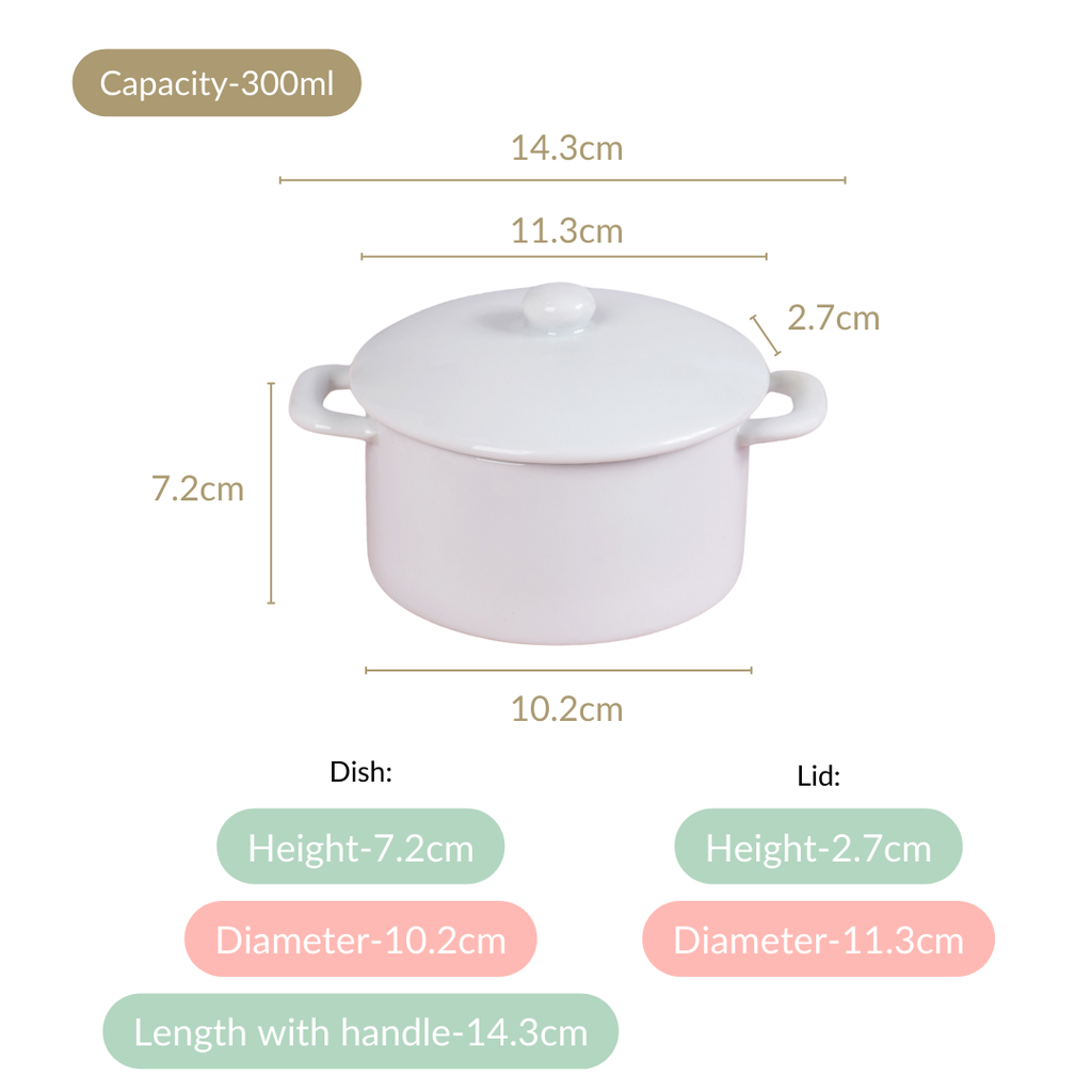 Mini Ceramic Casserole Dish With Lid White Set Of 2 Nestasia