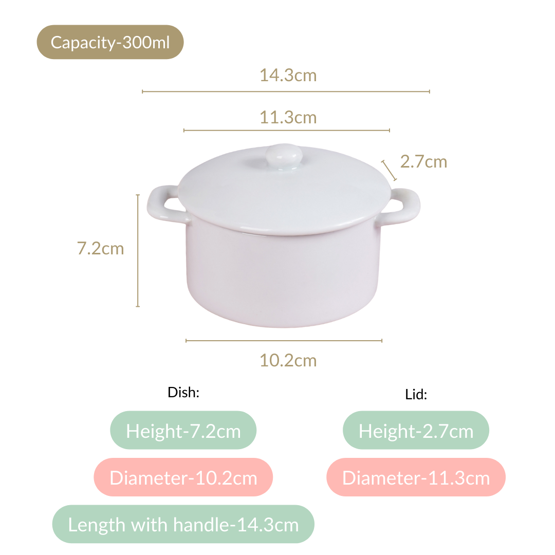 Mini Ceramic Casserole Dish With Lid White Set Of 2 Nestasia