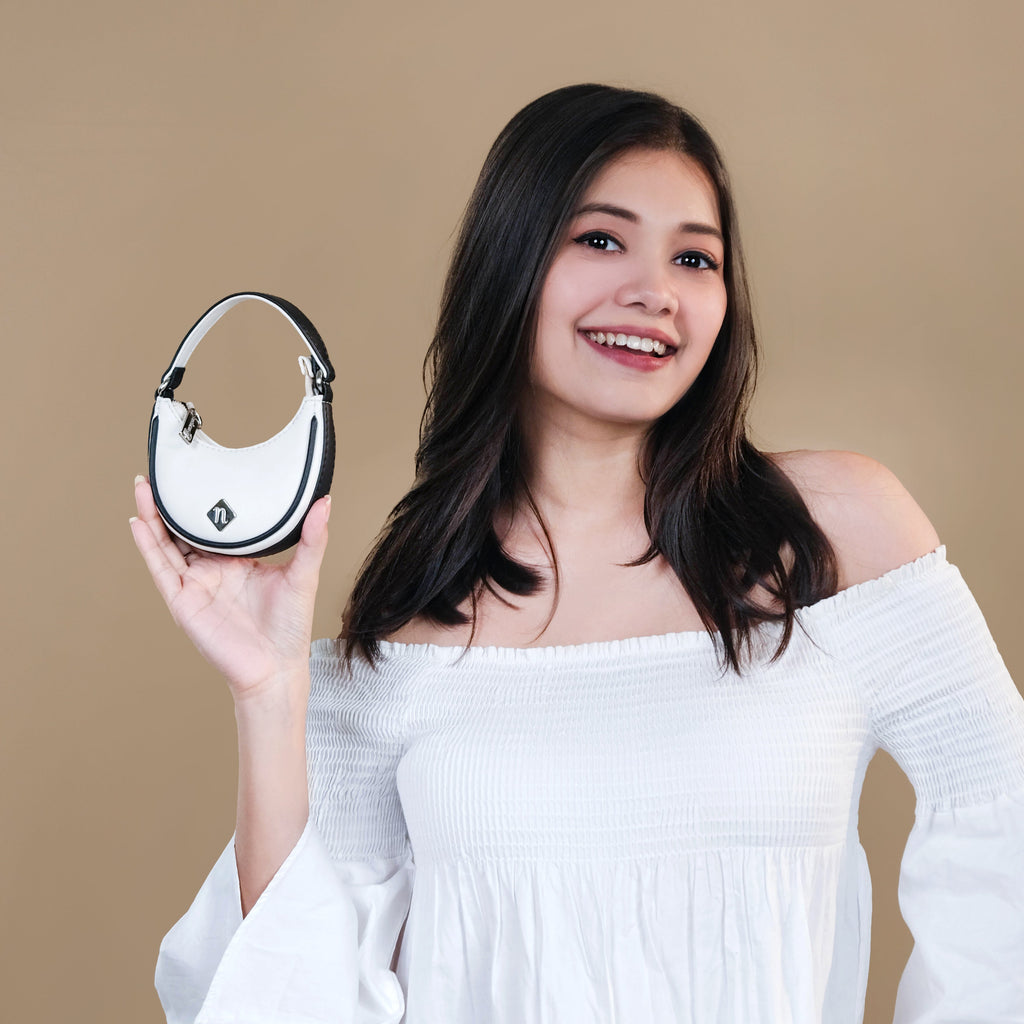 Mini Half Moon Bag White Nestasia