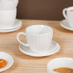 Fluted Ceramic Small Tea Cup And Saucer Set Of 6 100ml Nestasia