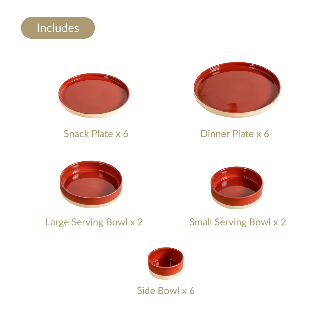 Amber Clay 22 Piece Dinnerset For 6 Nestasia
