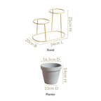 TerraDuo Grey Planters Pair With Gold Stand Nestasia