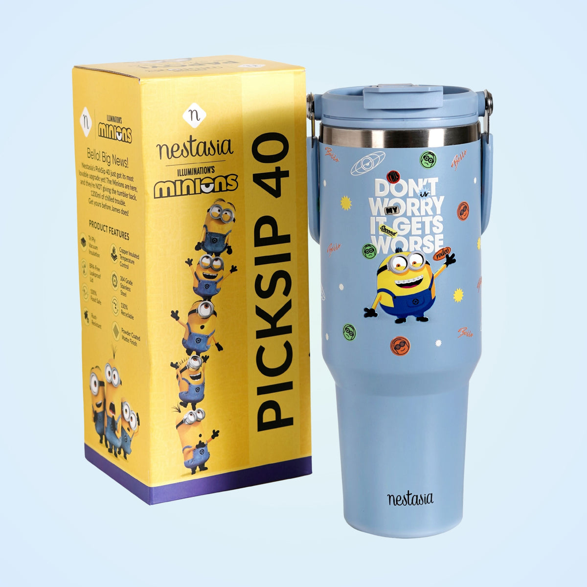 Minions It Gets Worse PickSip 40 Bottle Blue Nestasia