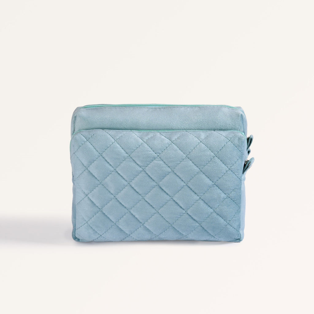 Plush Velvet Multipurpose 3 Section Pouch Mint Nestasia