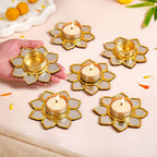 Mirror Petal Tea Light Holder Set Of 6 Nestasia