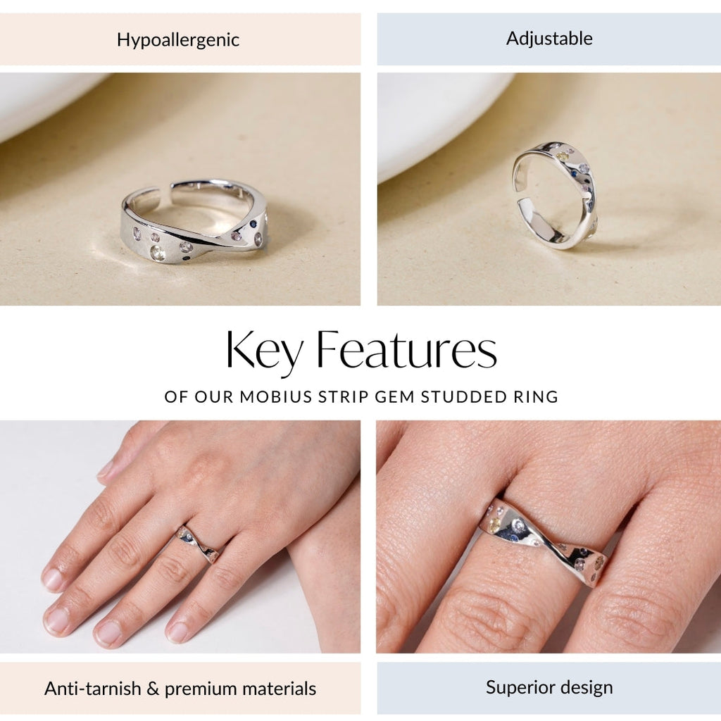 Mobius Strip Gem Studded Ring Nestasia