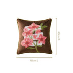 Mocha Blossom Embroidered Velvet Cushion Cover 40x40cm Nestasia