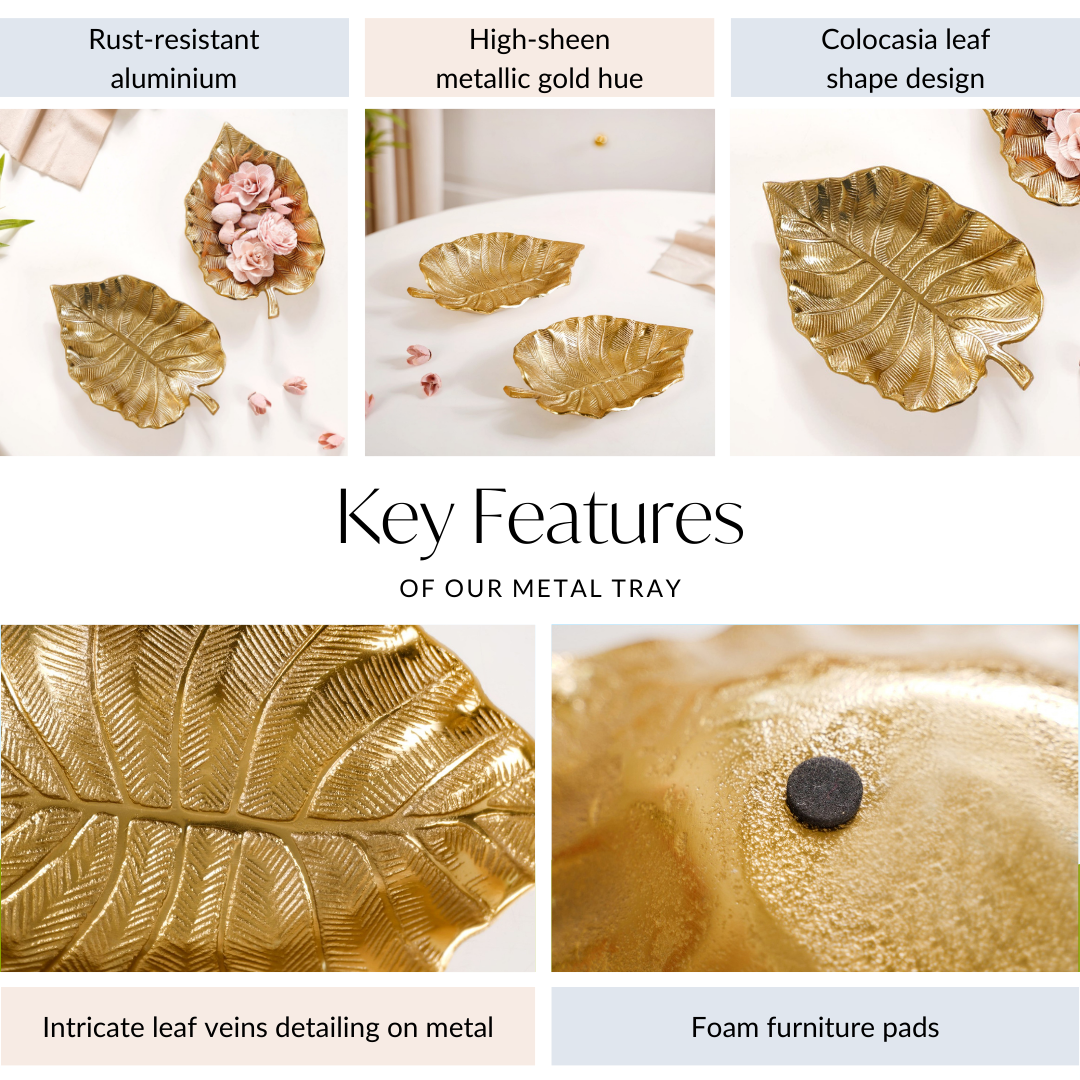 Colocasia Leaf Trinket Tray Gold Set Of 2 Nestasia