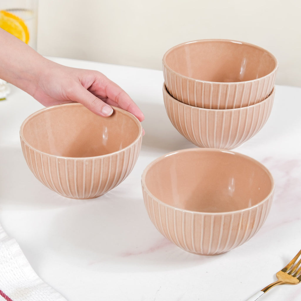 Costola Serving Bowls Set Of 4 Beige 650ml Nestasia