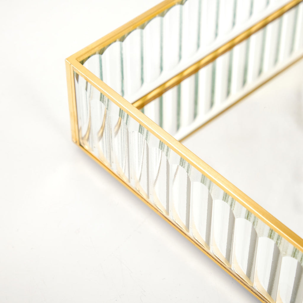 Modern Gold Edge Glass Decorative Tray Small Nestasia