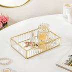 Modern Gold Edge Glass Decorative Tray Small Nestasia