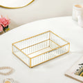 Modern Gold Edge Glass Decorative Tray Small Nestasia