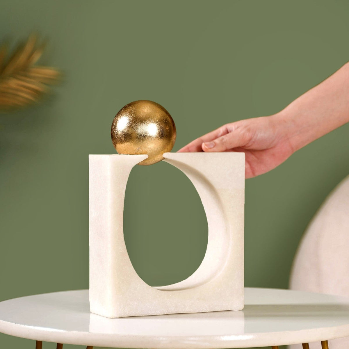 Modern Gold Orb Sculpture Nestasia