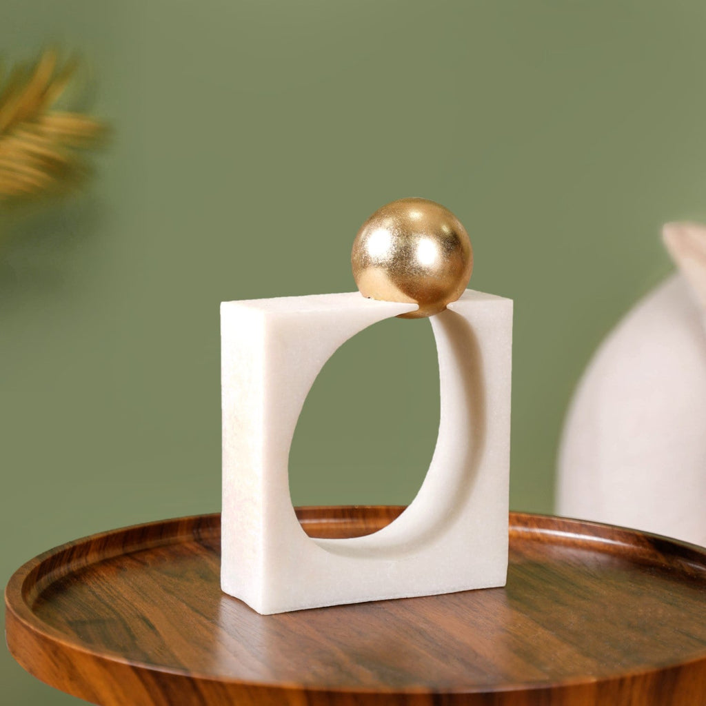 Modern Gold Orb Sculpture Nestasia