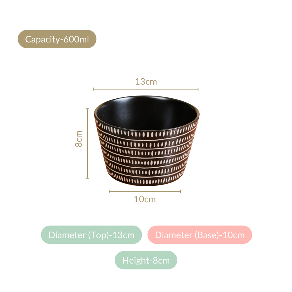 Kuro Ceramic Serving Bowl Set Of 6 600ml Nestasia
