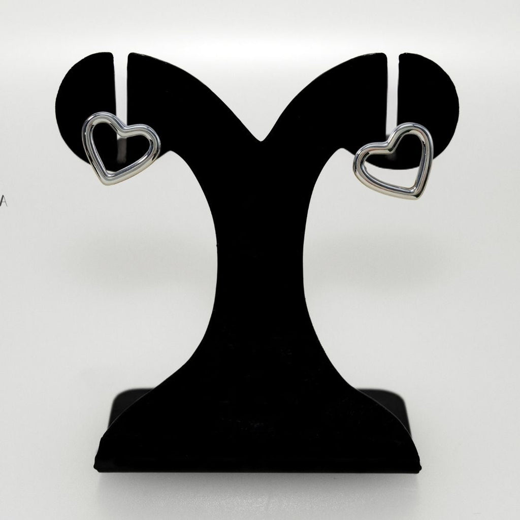 Modern Love Silver Heart Stud Earrings Nestasia