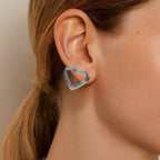 Modern Love Silver Heart Stud Earrings Nestasia