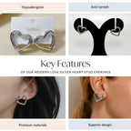 Modern Love Silver Heart Stud Earrings Nestasia