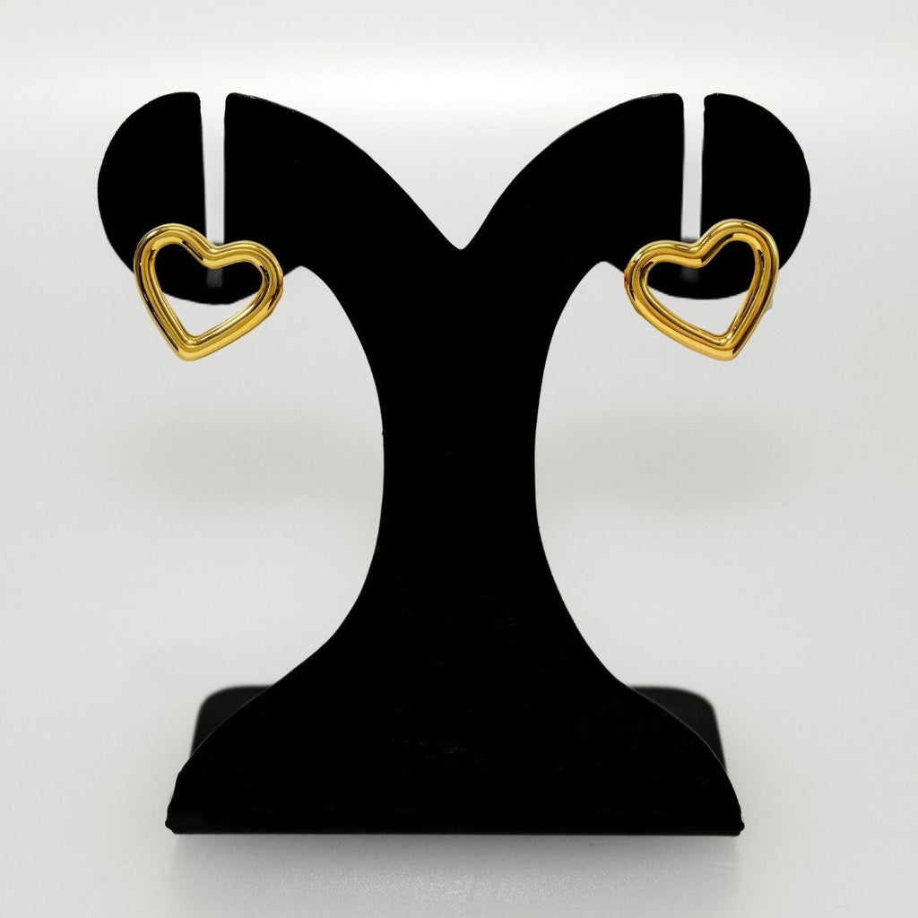 Modern Love Gold Heart Stud Earrings Nestasia
