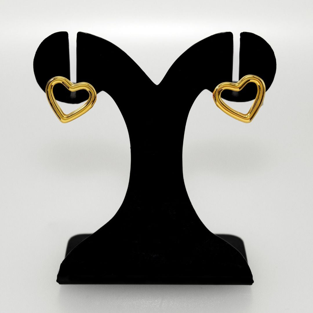 Modern Love Gold Heart Stud Earrings Nestasia