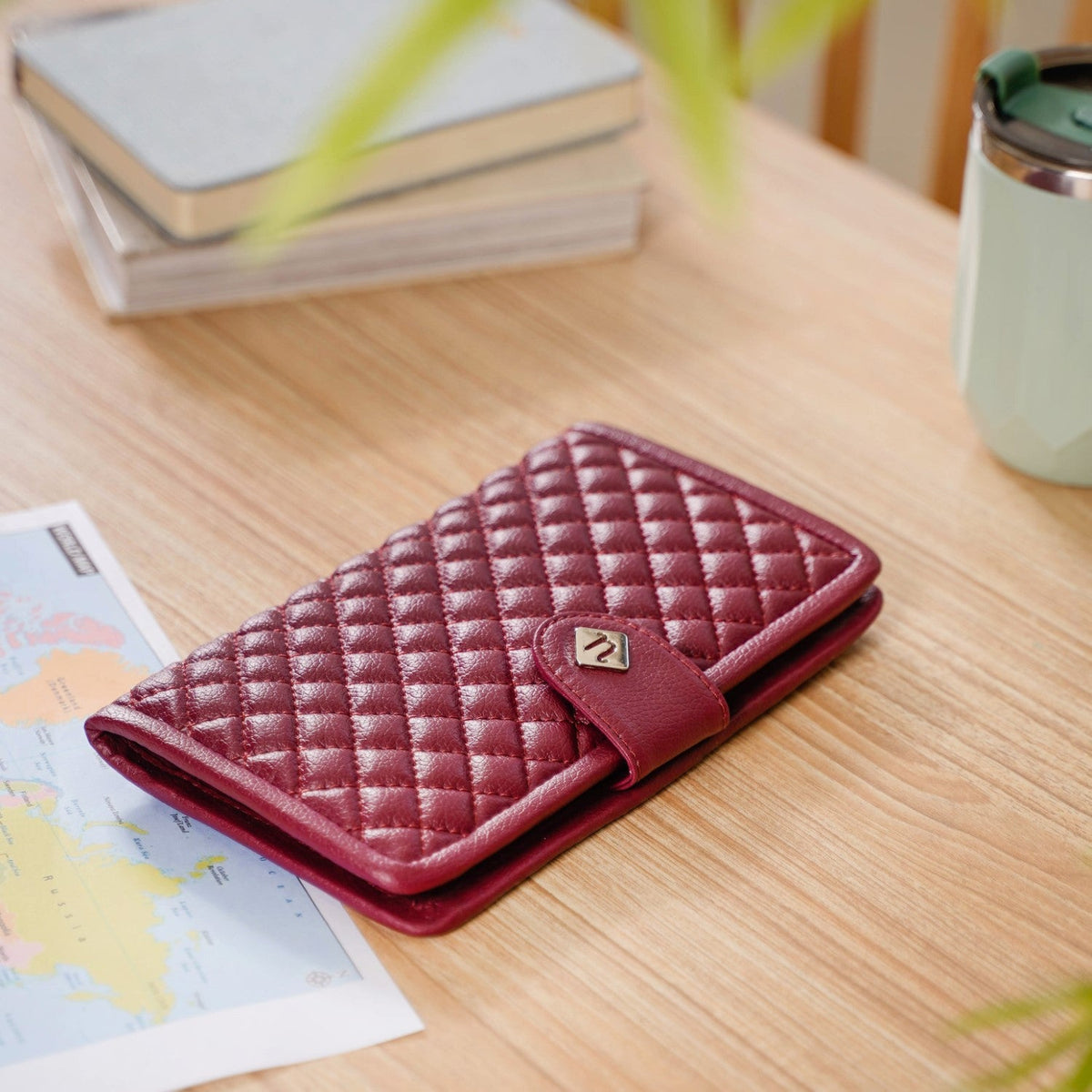 Maroon Travel Passport Wallet Nestasia
