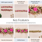 Pink Eco Friendly Decorative Dried Flower Set Of 2 Nestasia