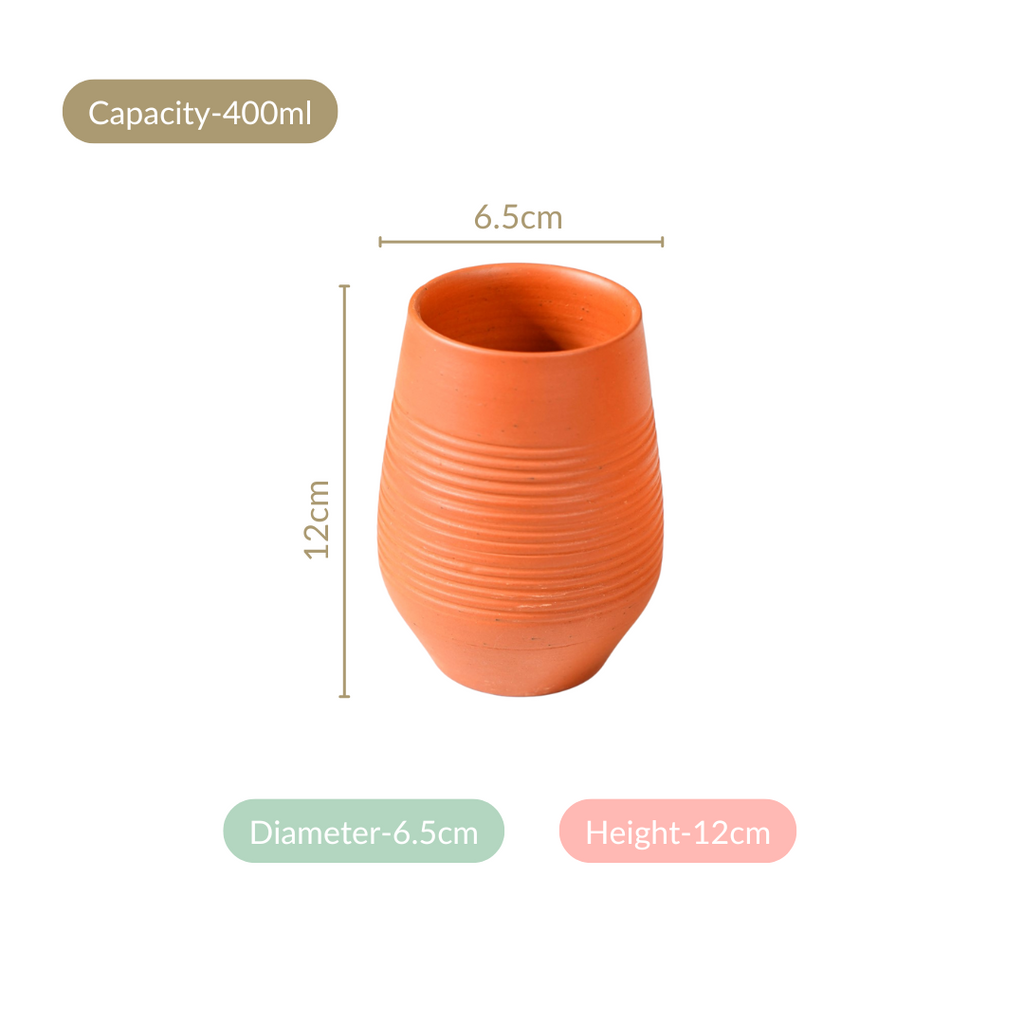 Ring Textured Terracotta Tumblers Set Of 4 400ml Nestasia
